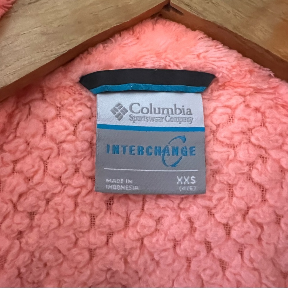 Columbia: Geometric Print Zip Up Soft Fleece Zip Jacket Neon Peachy Orange XXS - Picture 5 of 9